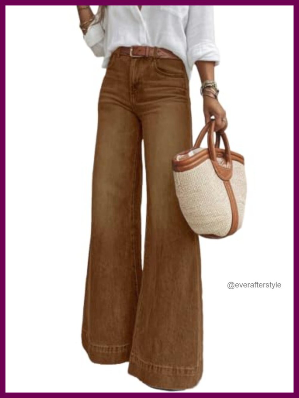 Women Flare Jeans Wide Leg High Waisted Stretchy Denim Pants with Pockets
